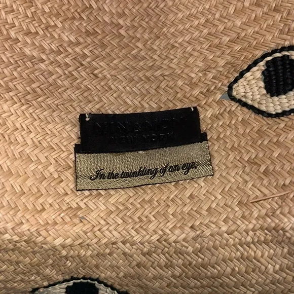 Kids Tan Straw Hat with Eye Design - Picture 3 of 3